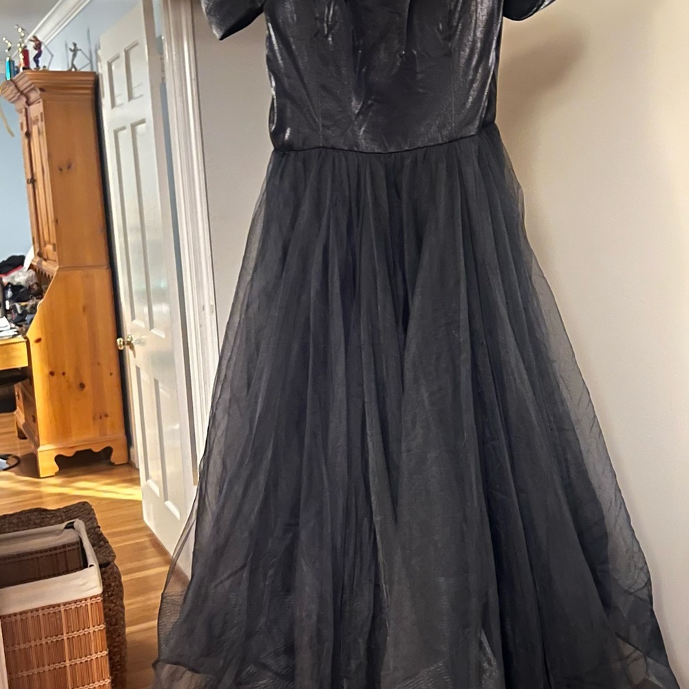 La Femme Off The Shoulder Evening Gown Dress Black - Picture 10 of 11